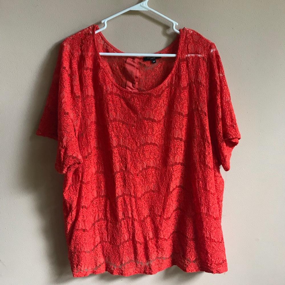 NEW LOOK INSPIRE LACE RED ORANGE TOP